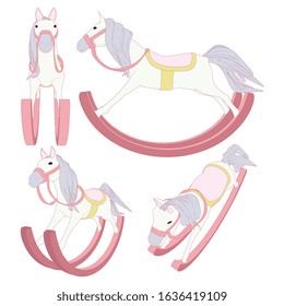 Vector Horse Riding Toy illustration Set - Isolated