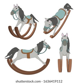 Vector Horse Riding Toy illustration Set - Isolated