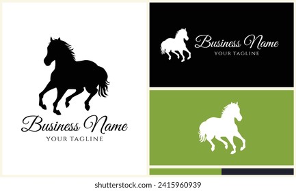plantilla de logotipo de ejecución de caballo vectorial