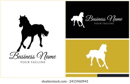 vector horse run logo template