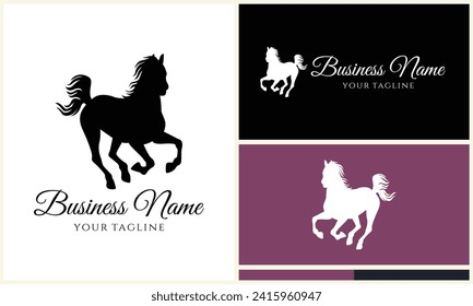 vector horse run logo template