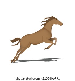 Vector horse running on white background. Isolated running horse.