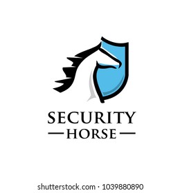 Vector horse and shield logo template

