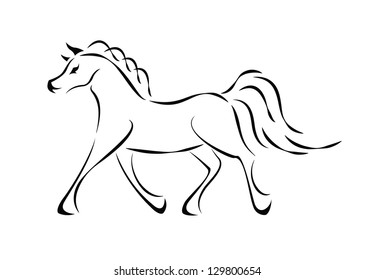 Black Line Horse On White Background Stock Vector (Royalty Free ...