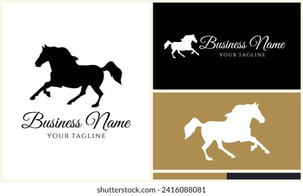 plantilla de logotipo de silueta de caballo vectorial