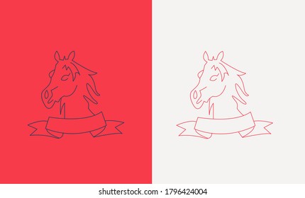 Vector horse silhouette view side for retro logos, emblems, badges, labels template vintage design element.stylish horse heads for stable, farm, race logo design with line art .vector for t shirt 