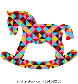 Vector horse toy silhouette with abstract geometric pattern