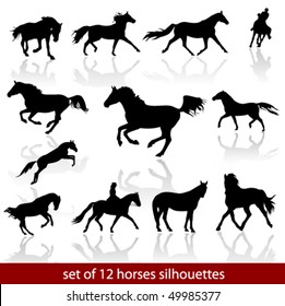 vector horses silhouettes