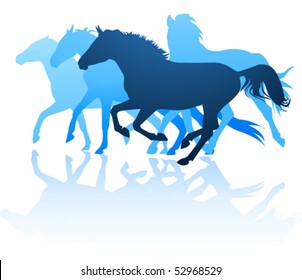 vector horses silhouettes