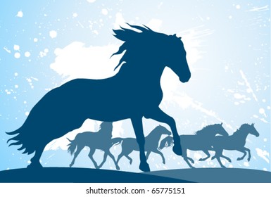vector horses silhouettes