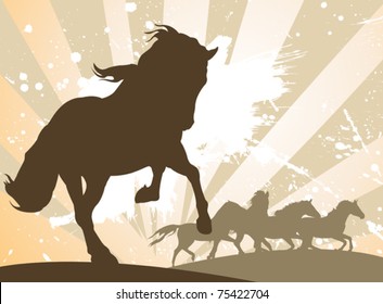 vector horses silhouettes