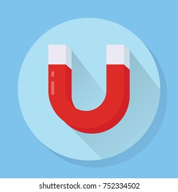 Vector horseshoe magnet icon in flat style