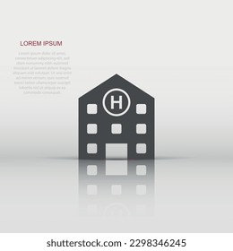 Vector hospital building icon in flat style. Infirmary medical clinic sign illustration pictogram. Health business concept.