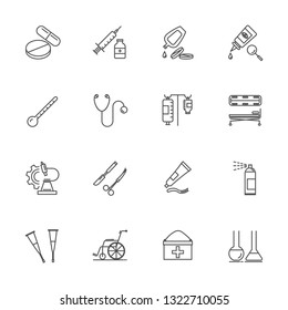 Vector hospital outline icon set on white