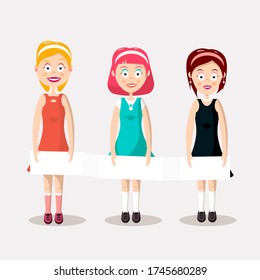 Vector Hostess Girls - Women Holding Empty Paper Isolated