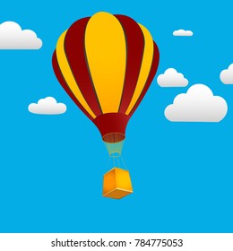 Vector hot air ballon icon in the sky vector