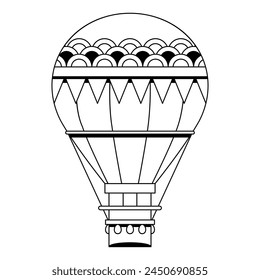 Vector Hot Air Balloon Cartoon Illustration Isolated