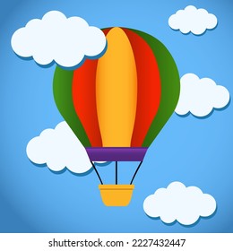 Vector Hot Air Balloon and Clouds illustration