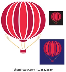 Vector hot air balloon icon. Ballon aerostat transport vector