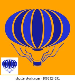 Vector hot air balloon icon. Ballon aerostat transport vector logo
