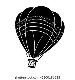 Icono del globo aerostático vectorial aislado en fondo blanco.