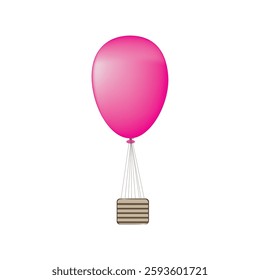 Vector Hot air balloon and package box. Flat style illustration