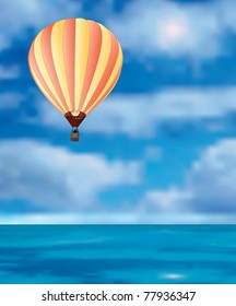 vector hot air balloon in the sky over the sea