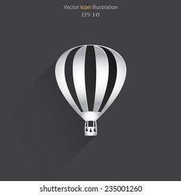 Vector hot air balloon web flat icon. Eps 10.