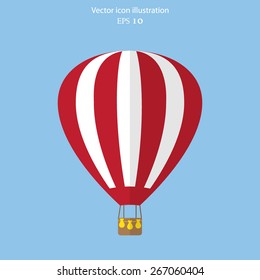 Vector hot air balloon web flat icon. Eps 10.