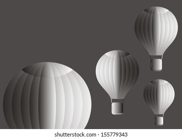 Vector hot air baloons background - shades of grey