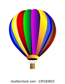 Vector hot air colorful balloon. Isolation over white background.