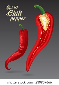 Vector hot chili peppers. Natural food. Vegetables