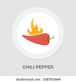 Vector Hot Chilli Pepper Illustration, Spice Vegetable Symbol - Mexican Food