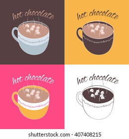 Vector hot chocolate cup with marshmallows