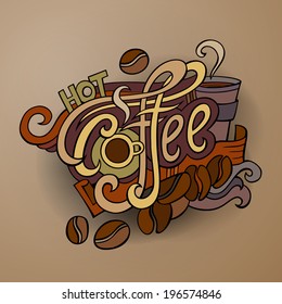 Vector hot coffee hand lettering design