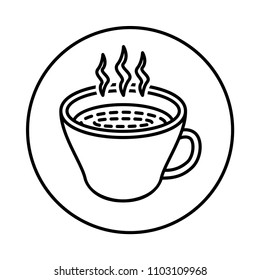 Vector of hot coffee or tea icon in Circle line, iconic symbol inside a circle, on white background. Vector Iconic Design.