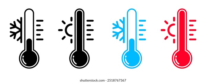 vetor de termômetros de temperatura quente e fria