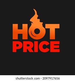 VektorHot Deals mit Flammen, gut für Verkaufswerbung, Marketing, Einkaufen, in orangefarbener und roter Farbe mit dunklem Hintergrund, Kontrast, leicht lesbar, stylische Typografie