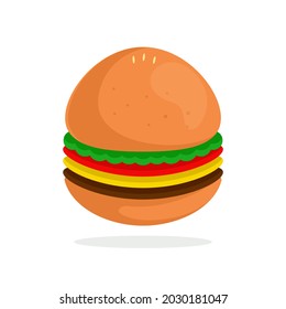 Vector hot delicious burger isolated on white background.