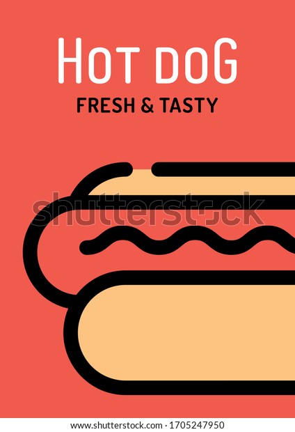 Vector Hot Dog Background Poster Line Stock Vector (Royalty Free