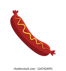 vector hot dog icon. Flat illustration of hotdog. sausage isolated on white background. american fast food sign symbol