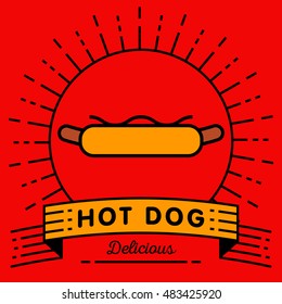 Vector Hot Dog Icon with Linear Style