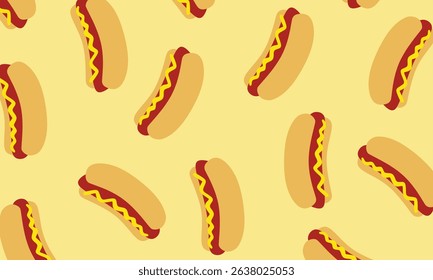 Vector hot dog seamless pattern. Hot dog seamless pattern background great for wallpaper decoration vector illustration