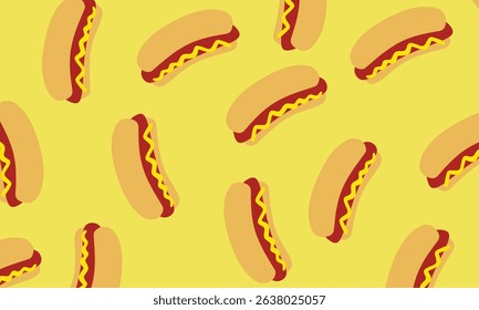 Vector hot dog seamless pattern. Hot dog seamless pattern background great for wallpaper decoration vector illustration