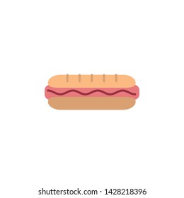 Vector hot dog street fast food illustration in flat style isolated on a white background