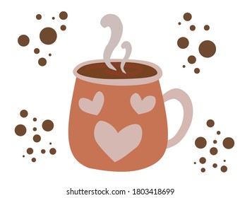 Vector of hot drinks. Hot chocolate, Autumn and winter holidays