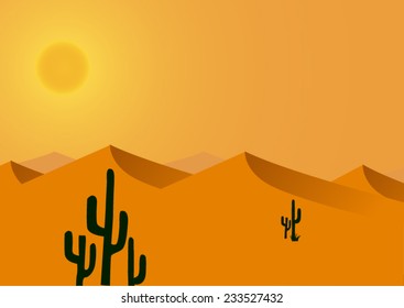 Vector : Hot and dry desert background 