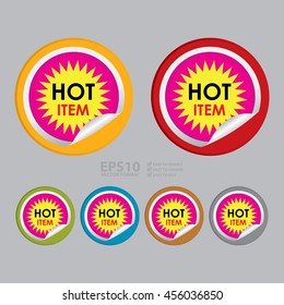 Vector : Hot Item Label on Circle Peeling Sticker 