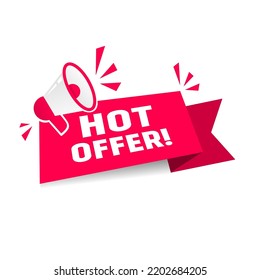 Vector hot offer label design. Modern style web banner element. Special discount, business concept.