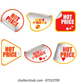 Vector Hot Price Button stickers set card